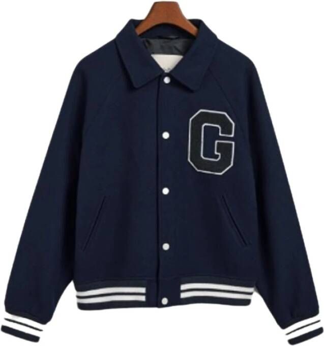 Gant Stijlvolle Wool Varsity Jas Blue Heren