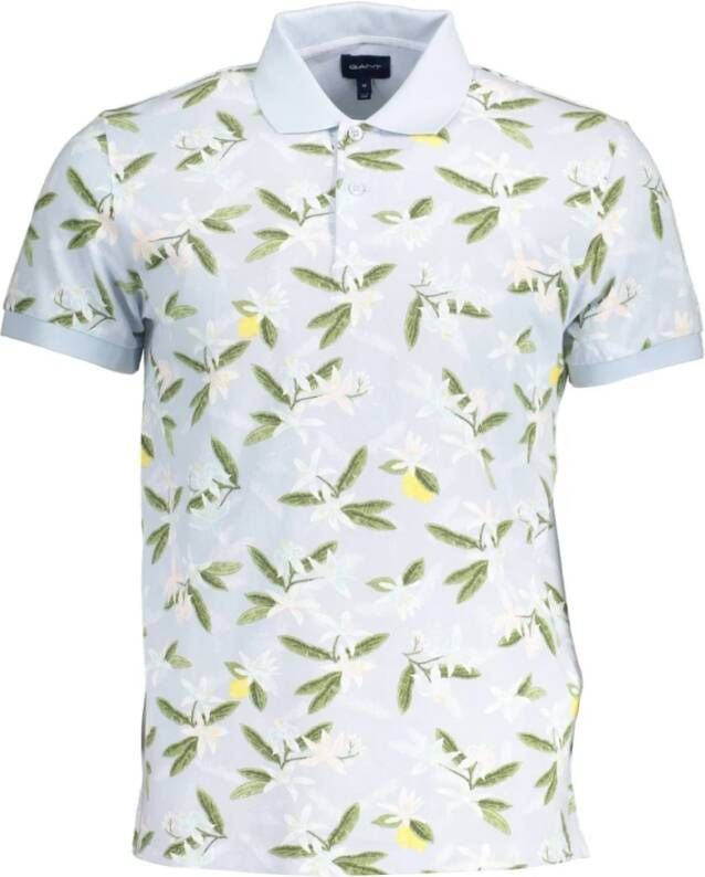 Gant Lichtblauw Katoenen Poloshirt Blauw Heren