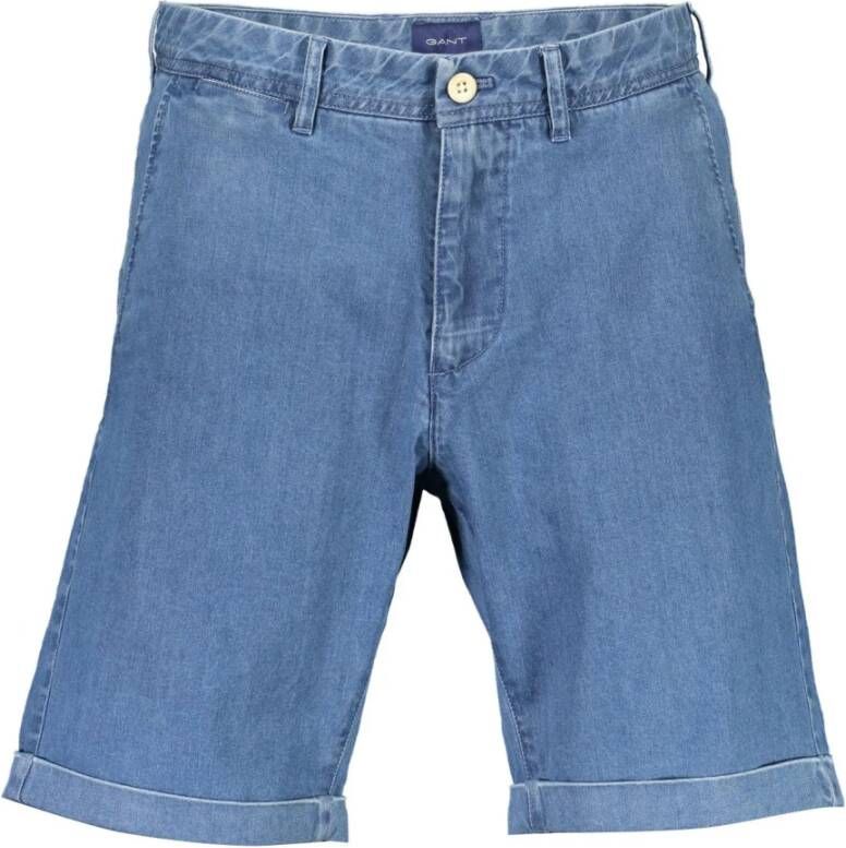 Gant Lichtblauwe Katoenen Denim Shorts voor Heren Blue Heren