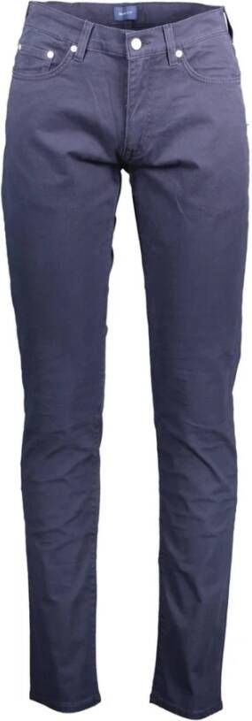 Gant Organische Katoenen Slim Broek met 5 Zakken Blauw Heren