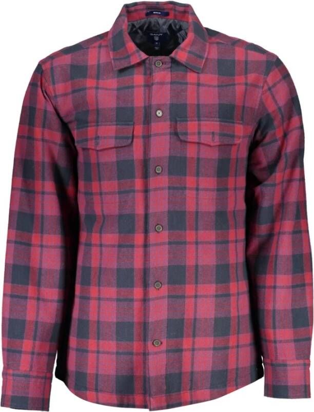 Gant Paarse Overhemd met Lange Mouwen en Italiaanse Kraag Purple Heren