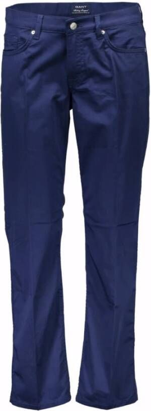 Gant Blauwe sbroek 5 Zakken Knoop en Rits Logo Blue