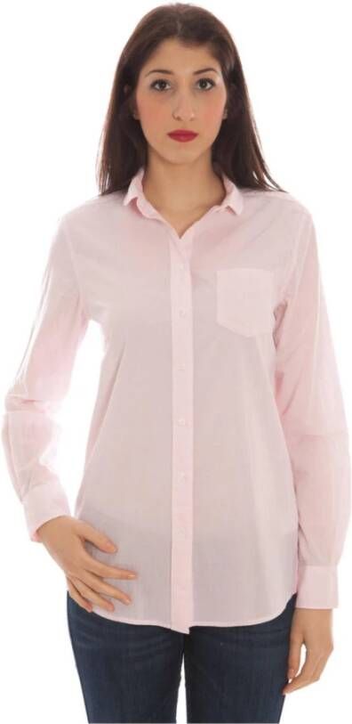 Gant Roze Katoenen Overhemd met Italiaanse Kraag Roze Dames