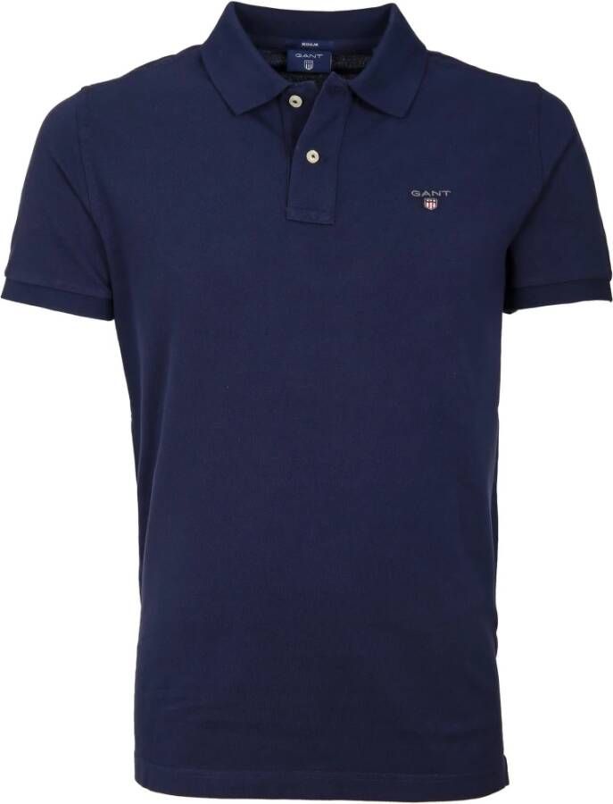 Gant Donkerblauw poloshirt met korte mouwen Blue Heren