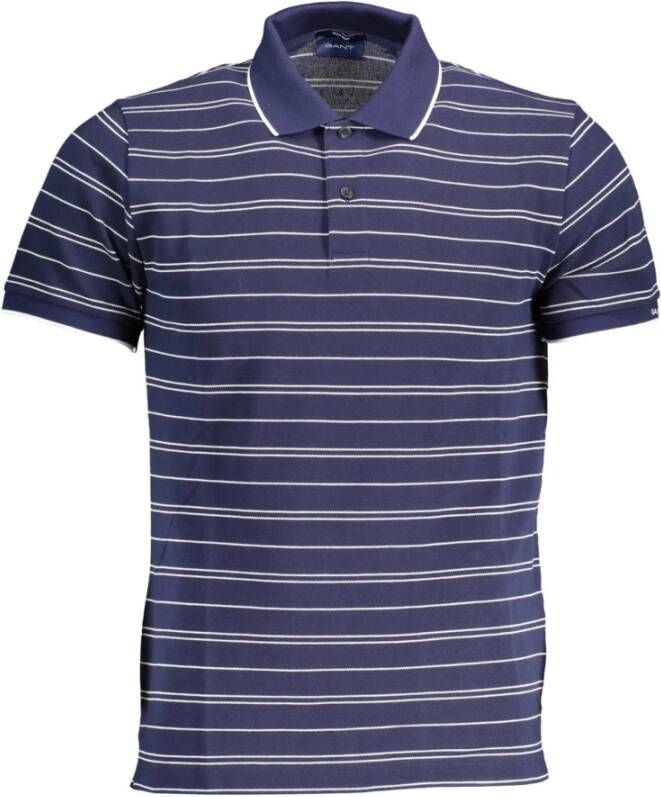 Gant Blauw Katoenen Poloshirt Korte Mouwen Logo Blauw Heren