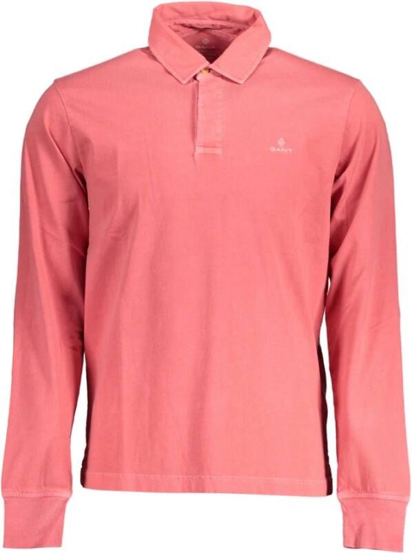 Gant Ele langemouw katoenen poloshirt in roze Red Heren