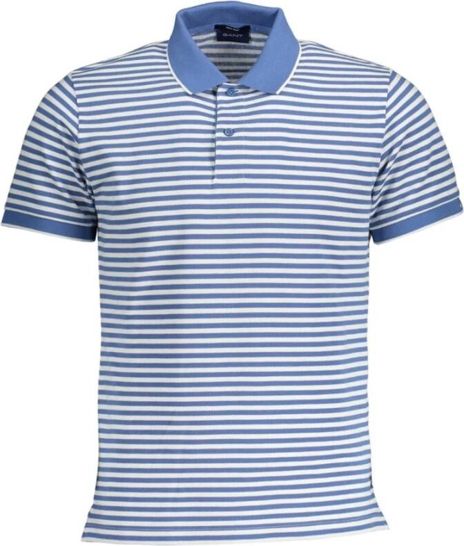 Gant Blauw Katoenen Poloshirt Korte Mouwen Logo Blauw Heren