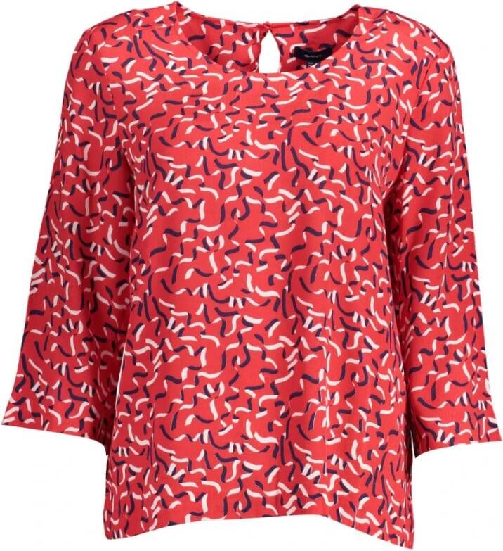 Gant Rode Viscose Shirt met Wijde Halslijn Red Dames