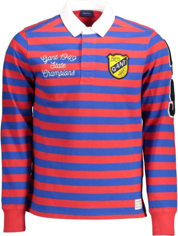 Gant Rode Katoenen Poloshirt met Contrasterende Details Rood Heren