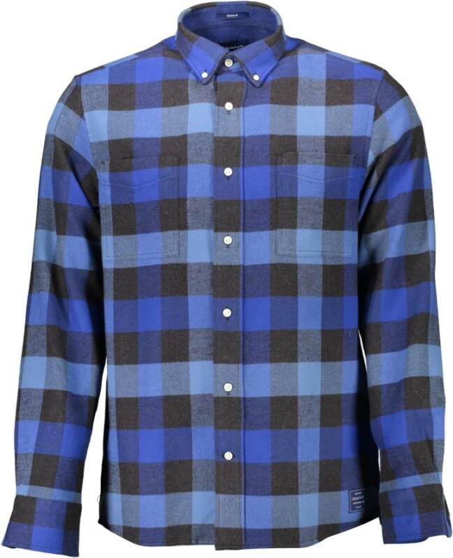 Gant Blauw Katoenen Overhemd Lange Mouwen Regular Fit Blue Heren