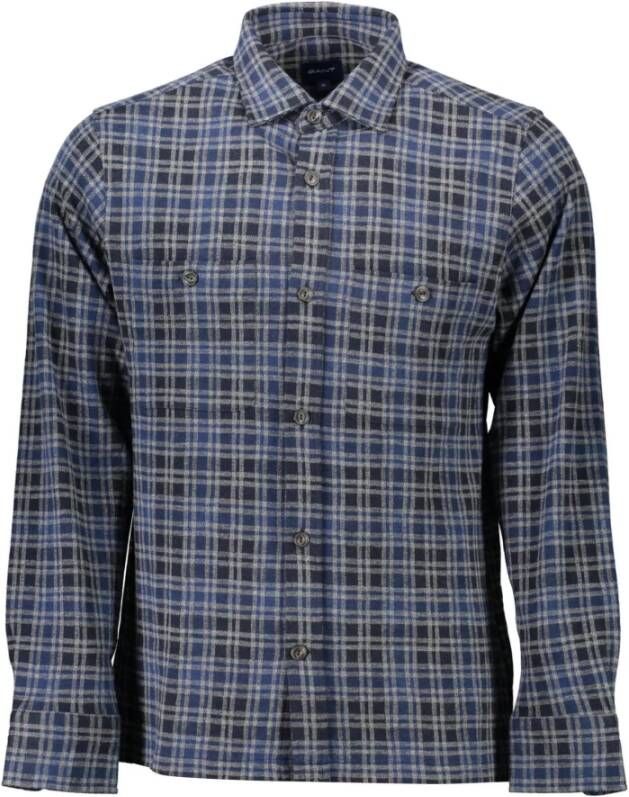 Gant Blauw Katoenen Overhemd met Franse Kraag Blauw Heren