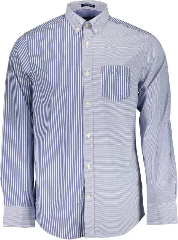 Gant Organisch Katoenen Logo Shirt Blauw Heren