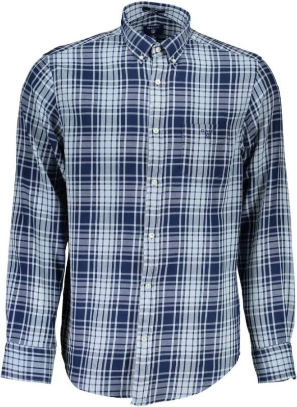 Gant Klassiek Blauw Katoenen Overhemd met Lange Mouwen Blue Heren