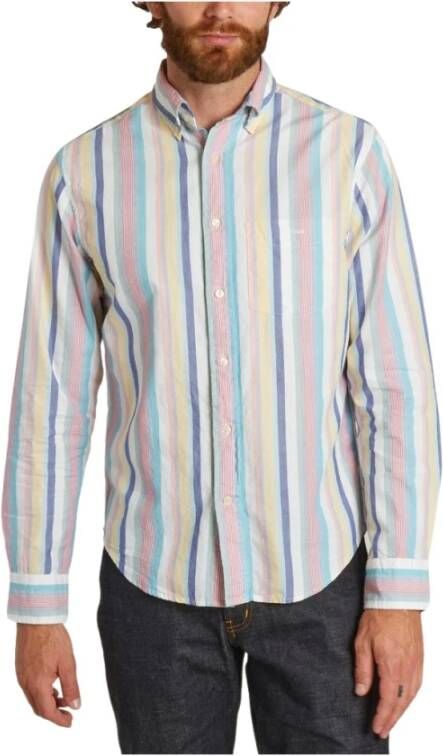 Gant Gestreept overhemd Regular fit Oxford overhemd gestructureerd duurzaam dikker gestreept