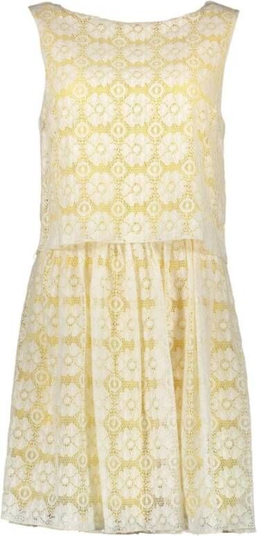 Gant Korte witte kanten jurk ronde hals Multicolor Dames