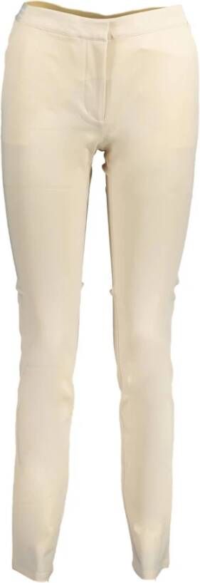 Gant Beige Katoenen Broek met Contrasterende Details Beige Dames