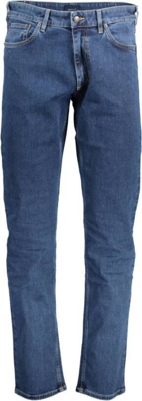 Gant Blauwe Katoenen Jeans & Broek Regular Fit Blauw Heren