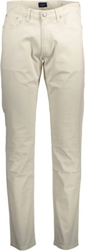 Gant Biologisch Katoenen Slim Fit Broek Beige Heren