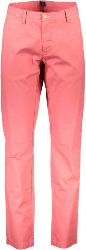Gant Rode Katoenen Jeans Broek 4 Zakken Knop en Rits Logo Red Heren