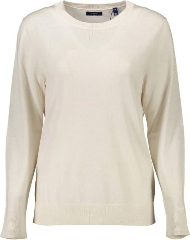 Gant Beige Wollen Trui Lange Mouwen Ronde Hals Beige Dames