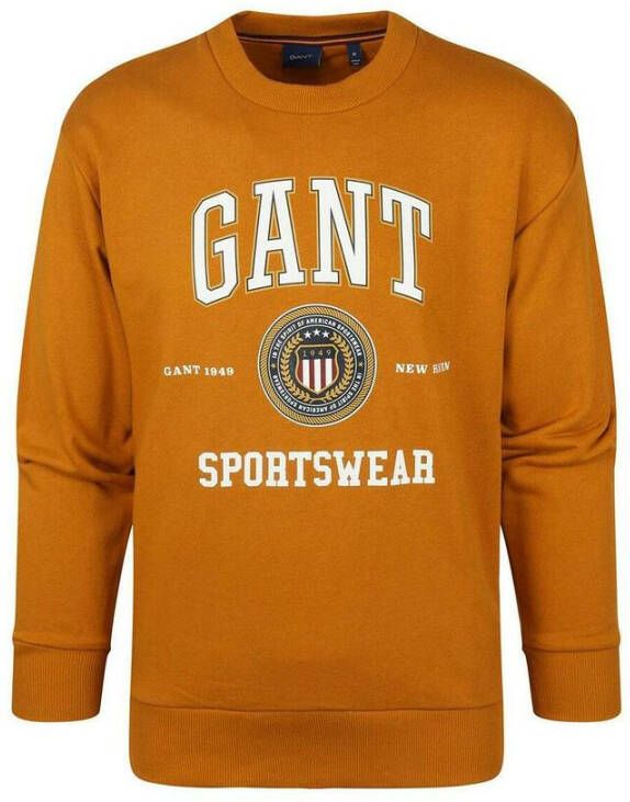 Gant Sweater O-Hals Okergeel Oranje Heren
