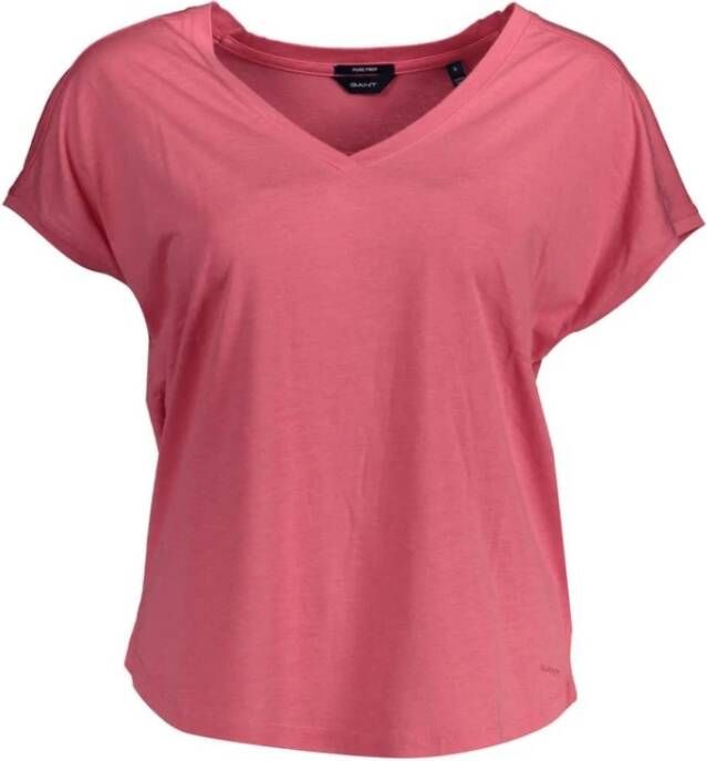 Gant Roze Katoenen T-shirt met Borduursel Roze Dames