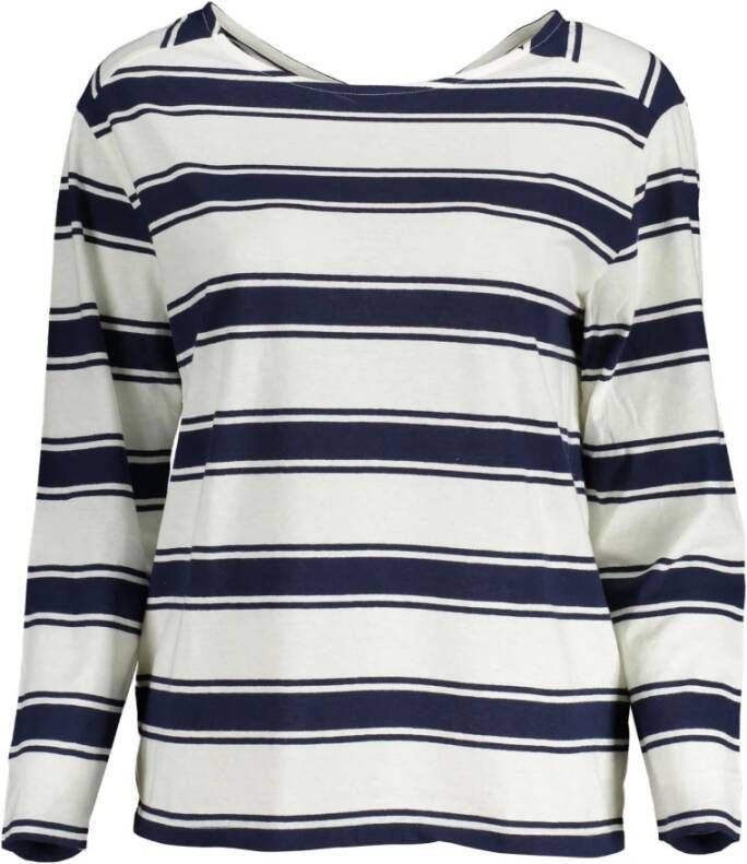 Gant Ele e witte katoenen V-hals longsleeve shirt White Dames