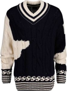 Gant V-neck jumper in Intarsia Blauw Heren