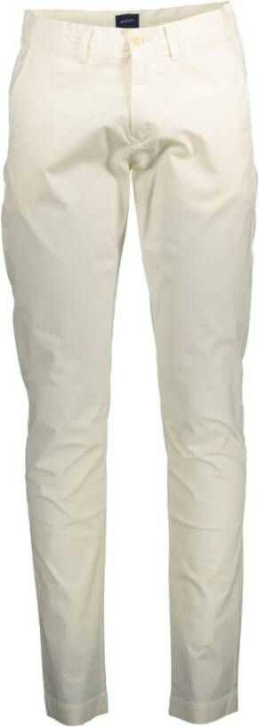 Gant Witte Slim Herenbroek met 5 Zakken White Heren