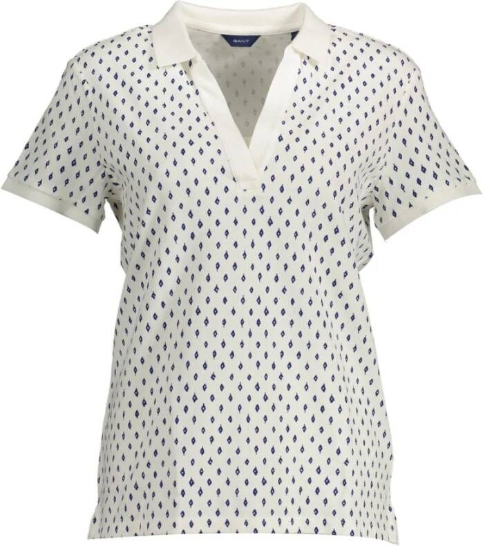 Gant Wit poloshirt met korte mouwen voor dames White Dames