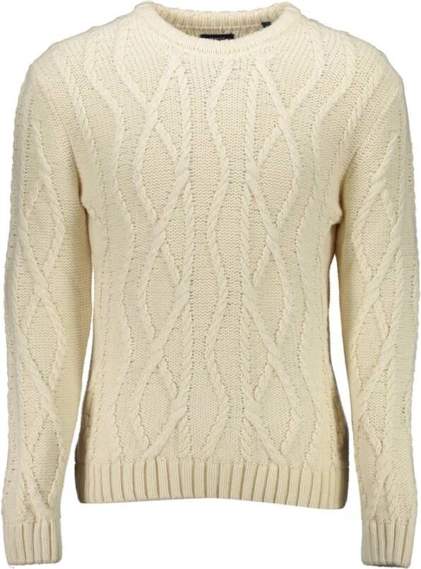 Gant Witte Katoenen Trui Lange Mouwen Ronde Hals White Heren