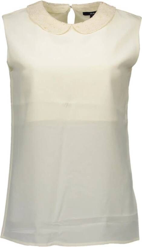 Gant Witte Zijden Tanktop met Afneembare Kraag White Dames