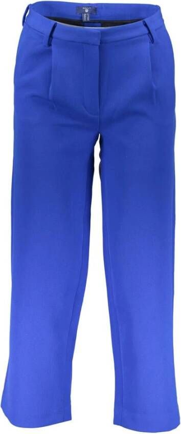 Gant Blauwe Damesbroek 4 Zakken Haak Knoop Rits Logo Blue Dames