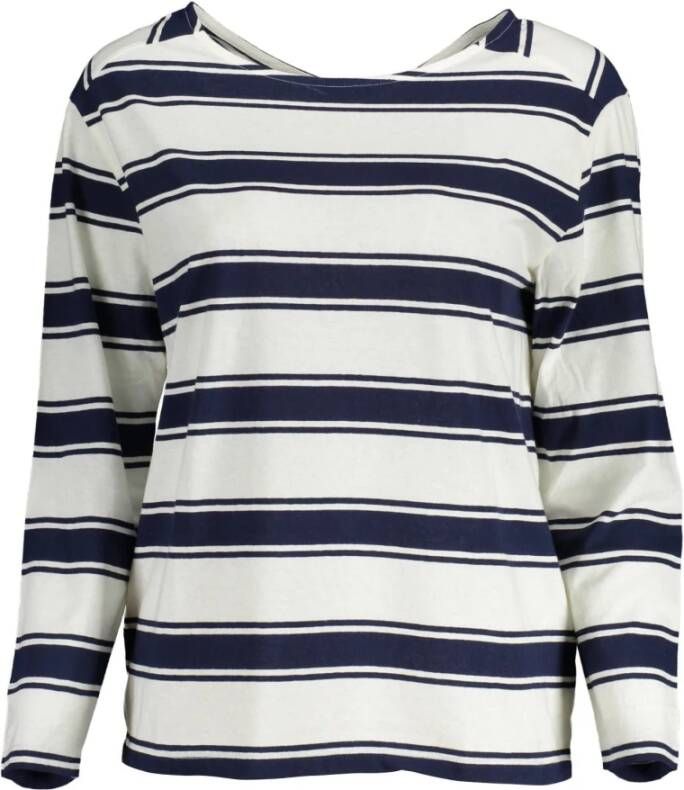 Gant Ele e witte katoenen V-hals longsleeve shirt White Dames