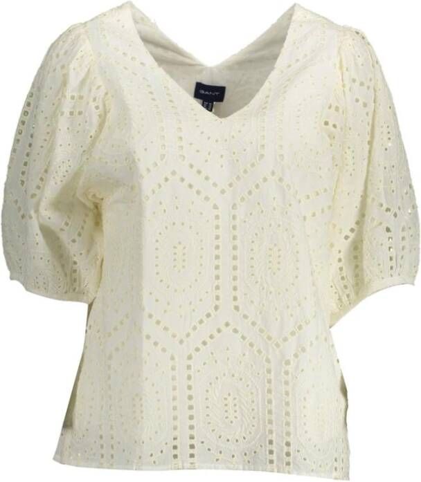 Gant Women`s Short Sleeve T-shirt White Wit Dames