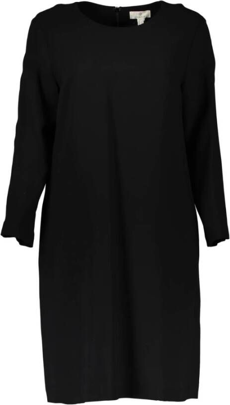 Gant Zwarte jurk met lange mouwen en rits achteraan Black Dames