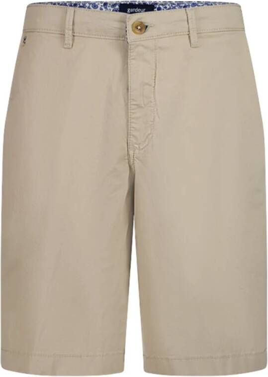 Gardeur korte broek Jasper beige uni katoen normale fit