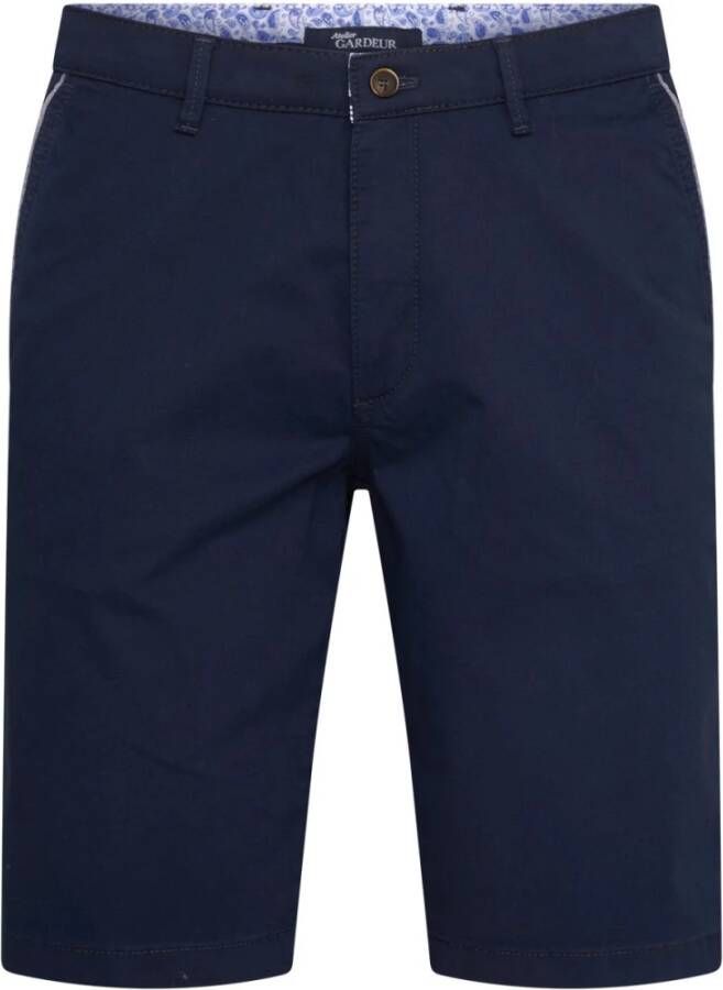 Gardeur korte broek Jasper donkerblauw effen katoen