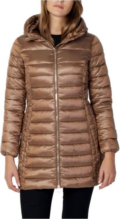 Gaudi Bruine Hooded Zip-Up Jas Herfst Winter Vrouwen Brown Dames