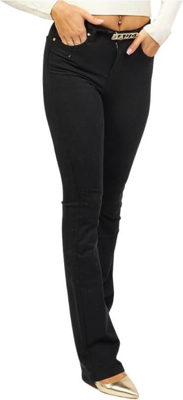 Gaudi Zwarte denim jeans met norHeren taille en uitlopende onderkant Zwart Dames