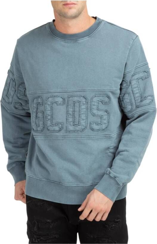Gcds Band Logo Sweatshirt Blauw Heren