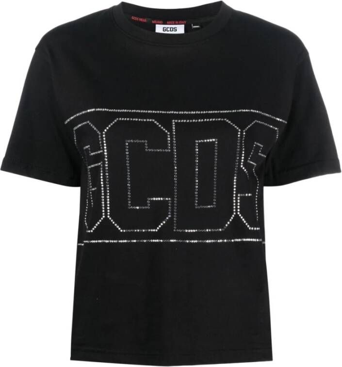 Gcds Bling Logo T-Shirt Zwart Dames