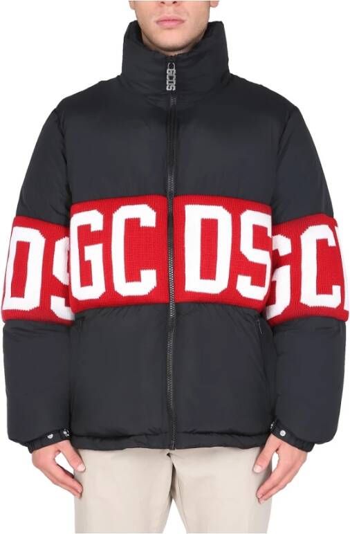 Gcds Down Jacket With Logo Zwart Heren