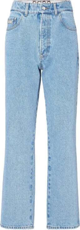 Gcds High-waisted Light Stone Washed Denim Jeans Blauw Dames