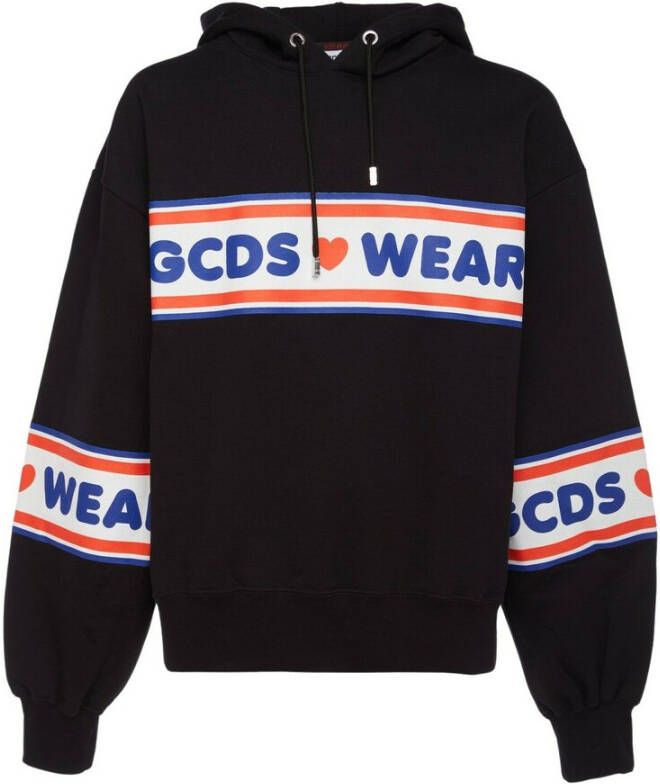 Gcds Zwarte hoodie met kleurrijk logo Multicolor Heren