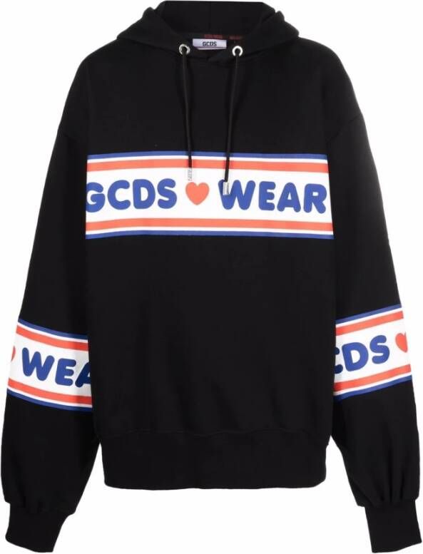 Gcds Zwarte hoodie met kleurrijk logo Multicolor Heren