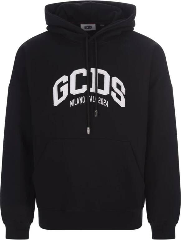 Gcds Zwarte Oversized Hoodie met Logo Detail Black Heren