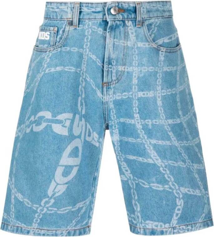 Gcds Korte broek met een gestempeld logo Blauw Heren