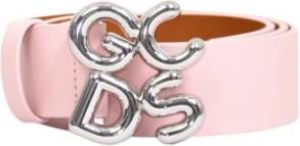 Gcds Logo-buckle Leather Belt Roze Dames