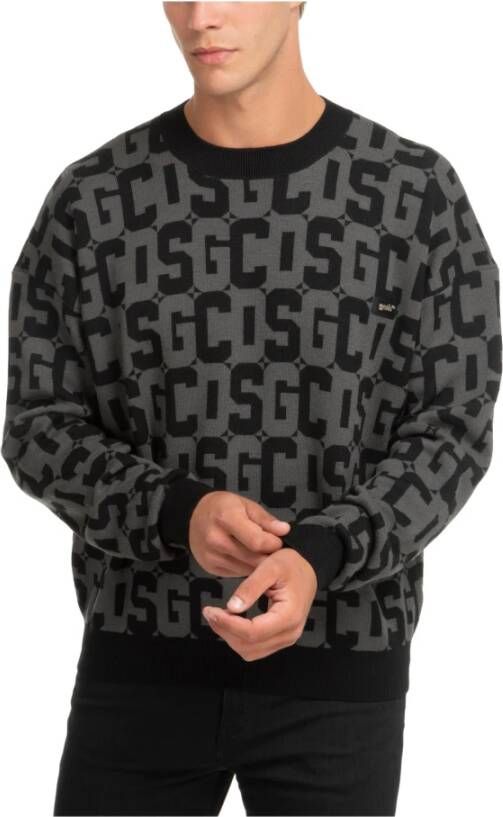 Gcds Logo Multikleur Monogram Sweater Grijs Heren